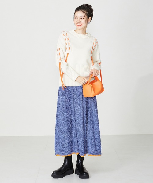 ORiental TRaffic(オリエンタルトラフィック)の「厚底リブニットブーツ 41403(ブーツ・レディース・ブラウン/ブラック・L/M/S/LL)」の6枚目の写真