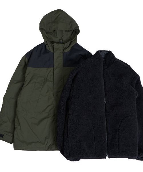 GLAZOS（グラソス）の「【大人向けサイズあり】【撥水】ナイロン・ボアインナー付き３WAYコート（ブルゾン・キッズ・ベージュ/ネイビー/カーキ・S/M/L/LL）」の2枚目の写真