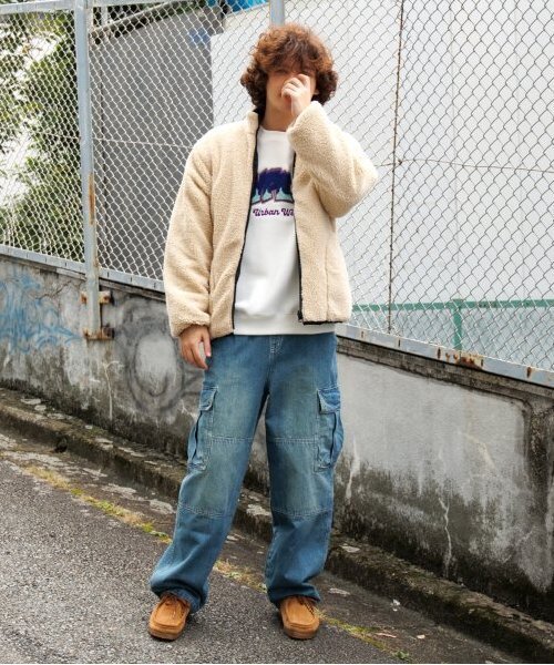 GLAZOS（グラソス）の「【大人向けサイズあり】【撥水】ナイロン・ボアインナー付き３WAYコート（ブルゾン・キッズ・ベージュ/ネイビー/カーキ・S/M/L/LL）」の5枚目の写真