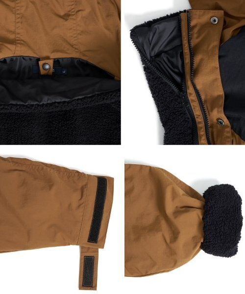 GLAZOS（グラソス）の「【大人向けサイズあり】【撥水】ナイロン・ボアインナー付き３WAYコート（ブルゾン・キッズ・ベージュ/ネイビー/カーキ・S/M/L/LL）」の10枚目の写真