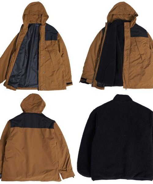 GLAZOS（グラソス）の「【大人向けサイズあり】【撥水】ナイロン・ボアインナー付き３WAYコート（ブルゾン・キッズ・ベージュ/ネイビー/カーキ・S/M/L/LL）」の12枚目の写真