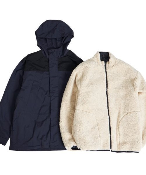 GLAZOS（グラソス）の「【大人向けサイズあり】【撥水】ナイロン・ボアインナー付き３WAYコート（ブルゾン・キッズ・ベージュ/ネイビー/カーキ・S/M/L/LL）」の15枚目の写真