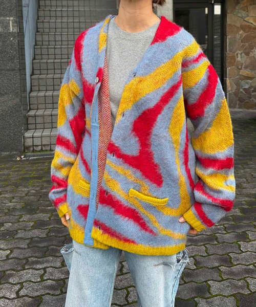 【セール】HOUSTON / MOHAIR TOUCH CARDIGAN (MARBLE) マーブル柄 モヘアタッチ 起毛 ニット カーディガン/ 22248（カーディガン/ボレロ）｜HOUSTON（ヒューストン）