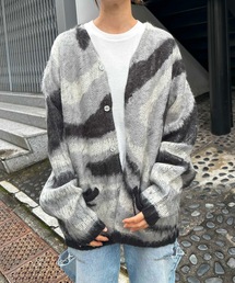 HOUSTON / MOHAIR TOUCH CARDIGAN (MARBLE) マーブル柄 モヘアタッチ 起毛 ニット カーディガン/ 22248