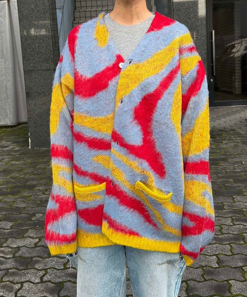【セール】HOUSTON / MOHAIR TOUCH CARDIGAN (MARBLE) マーブル柄 モヘアタッチ 起毛 ニット カーディガン/ 22248（カーディガン/ボレロ）｜HOUSTON（ヒューストン）