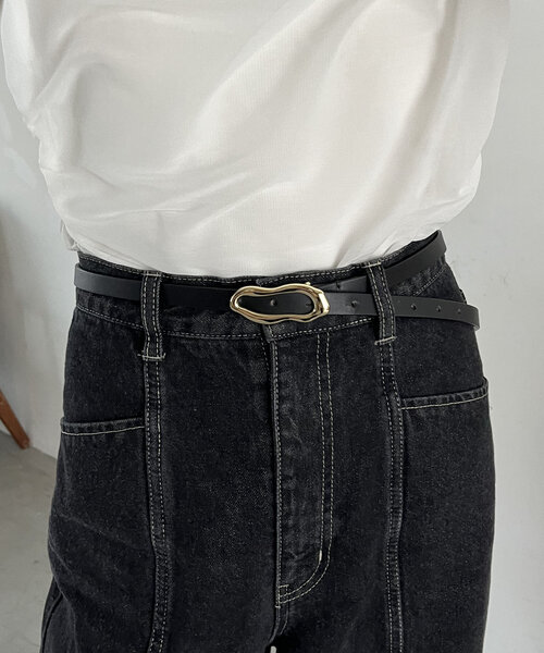 CAPRICIEUX LE'MAGE（カプリシューレマージュ）の「ウェーブバックルベルト（ベルト・レディース・ブラウン/ブラック・FREE）」の4枚目の写真