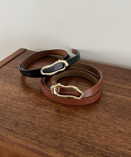 CAPRICIEUX LE'MAGE（カプリシューレマージュ）の「ウェーブバックルベルト（ベルト・レディース・ブラウン/ブラック・FREE）」の3枚目の写真