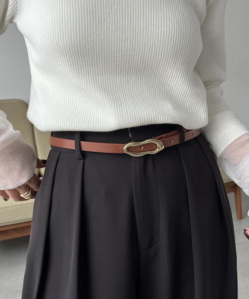 CAPRICIEUX LE'MAGE（カプリシューレマージュ）の「ウェーブバックルベルト（ベルト・レディース・ブラウン/ブラック・FREE）」の7枚目の写真