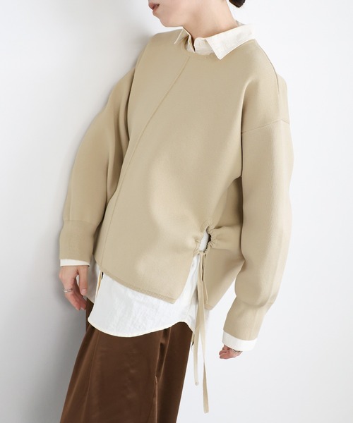 セール】サイドギャザーオープンニット（ニット/セーター）｜select