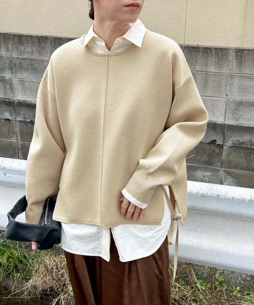 セール】サイドギャザーオープンニット（ニット/セーター）｜select