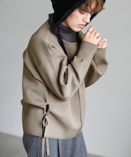 セール】サイドギャザーオープンニット（ニット/セーター）｜select