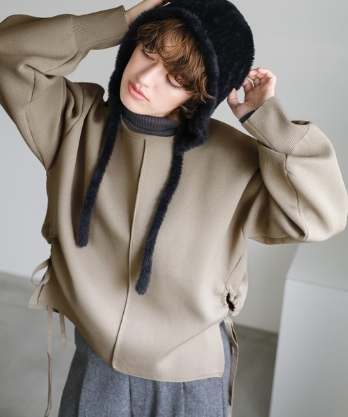 セール】サイドギャザーオープンニット（ニット/セーター）｜select