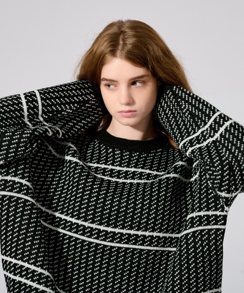 WETTEMPT(ウィテンプト)の「BIRDS EYE BORDER KNIT /バーズアイボーダーニット(ニット/セーター・メンズ・レッド/ブラック/アイボリー・SMALL/MEDIUM/LARGE)」の7枚目の写真