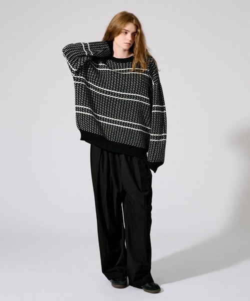 WETTEMPT(ウィテンプト)の「BIRDS EYE BORDER KNIT /バーズアイボーダーニット(ニット/セーター・メンズ・レッド/ブラック/アイボリー・SMALL/MEDIUM/LARGE)」の10枚目の写真