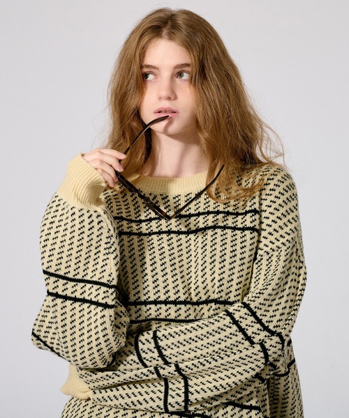 WETTEMPT(ウィテンプト)の「BIRDS EYE BORDER KNIT /バーズアイボーダーニット(ニット/セーター・メンズ・レッド/ブラック/アイボリー・SMALL/MEDIUM/LARGE)」の13枚目の写真