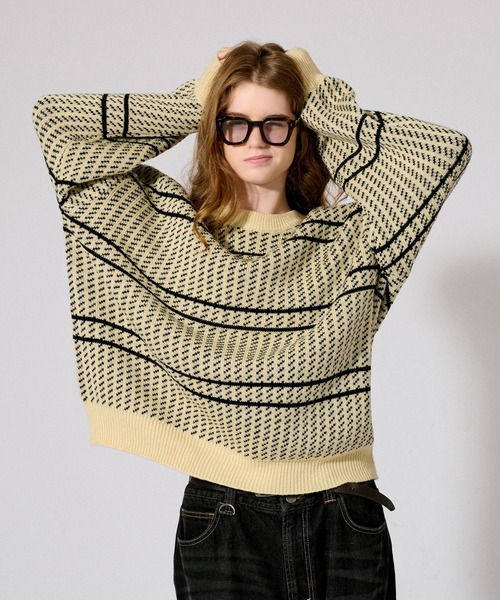 WETTEMPT(ウィテンプト)の「BIRDS EYE BORDER KNIT /バーズアイボーダーニット(ニット/セーター・メンズ・レッド/ブラック/アイボリー・SMALL/MEDIUM/LARGE)」の14枚目の写真