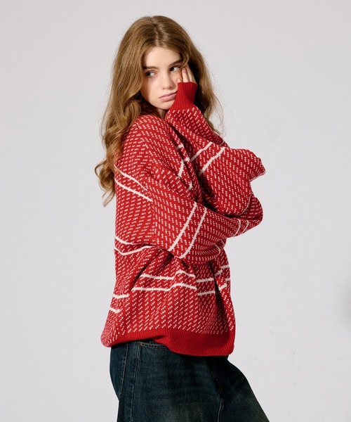 WETTEMPT(ウィテンプト)の「BIRDS EYE BORDER KNIT /バーズアイボーダーニット(ニット/セーター・メンズ・レッド/ブラック/アイボリー・SMALL/MEDIUM/LARGE)」の22枚目の写真