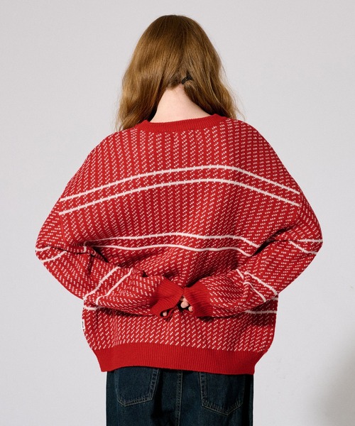 NKNIT ボーダーニット　赤　2 セール】BIRDS EYE BORDER KNIT /バーズアイボーダーニット（ニット