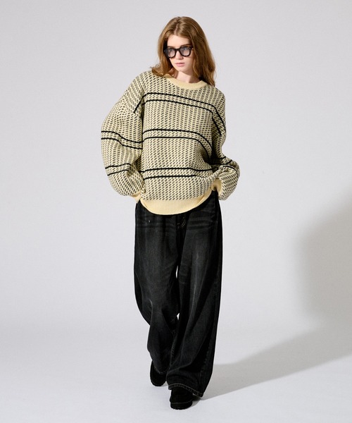 WETTEMPT(ウィテンプト)の「BIRDS EYE BORDER KNIT /バーズアイボーダーニット(ニット/セーター・メンズ・レッド/ブラック/アイボリー・SMALL/MEDIUM/LARGE)」の17枚目の写真