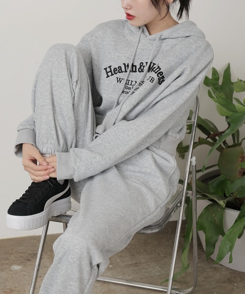 パーカー パンツ セット アーチデザイン刺繍ロゴ パーカー＆スウェットパンツ