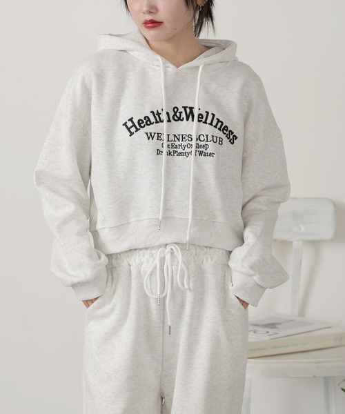 アーチデザイン刺繍ロゴ パーカー＆スウェットパンツ セットアップ 2点