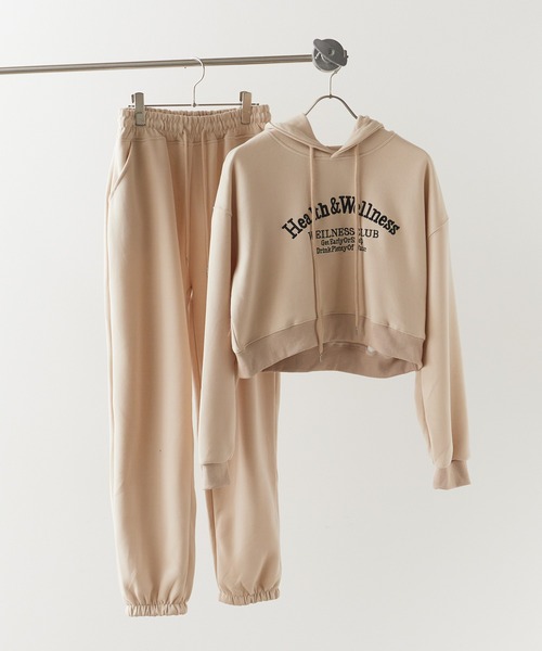 アーチデザイン刺繍ロゴ パーカー＆スウェットパンツ セットアップ 2点