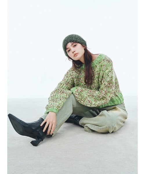 LILY BROWN（リリーブラウン）の「ラメニットワンピースフェザーニット