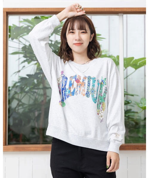 ScoLar（スカラー）の「743008：PREMIUMラメプリント裏毛プルオーバー（Tシャツ/カットソー・レディース・カーキ/ピンク/オートミール/ブラック・M）」の7枚目の写真