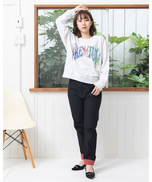 ScoLar（スカラー）の「743008：PREMIUMラメプリント裏毛プルオーバー（Tシャツ/カットソー・レディース・カーキ/ピンク/オートミール/ブラック・M）」の13枚目の写真