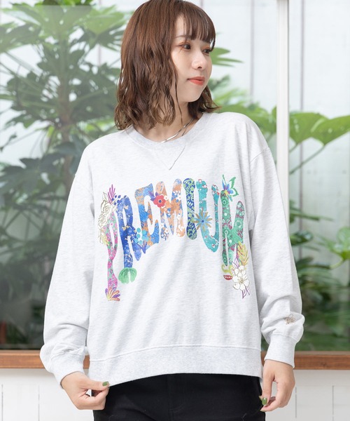 ScoLar（スカラー）の「743008：PREMIUMラメプリント裏毛プルオーバー（Tシャツ/カットソー・レディース・カーキ/ピンク/オートミール/ブラック・M）」の8枚目の写真