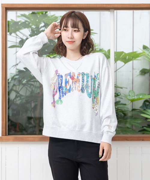 ScoLar（スカラー）の「743008：PREMIUMラメプリント裏毛プルオーバー（Tシャツ/カットソー・レディース・カーキ/ピンク/オートミール/ブラック・M）」の9枚目の写真