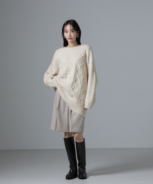 NANO universe（ナノユニバース）の「ケーブルチュニックニット（ニット/セーター・レディース・アイボリー/グレー/ネイビー・FREE）」の8枚目の写真