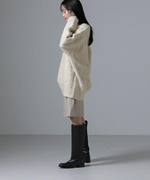 NANO universe（ナノユニバース）の「ケーブルチュニックニット（ニット/セーター・レディース・アイボリー/グレー/ネイビー・FREE）」の10枚目の写真