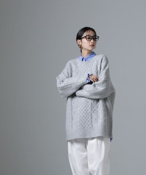 NANO universe（ナノユニバース）の「ケーブルチュニックニット（ニット/セーター・レディース・アイボリー/グレー/ネイビー・FREE）」の17枚目の写真