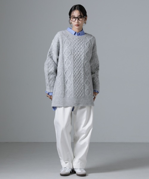NANO universe（ナノユニバース）の「ケーブルチュニックニット（ニット/セーター・レディース・アイボリー/グレー/ネイビー・FREE）」の18枚目の写真