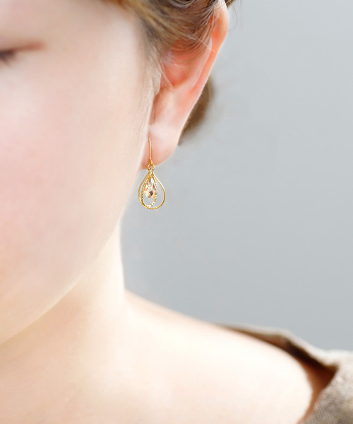 ビジュー×ドロップラインフックピアス（ピアス（両耳用））｜ANEMONE