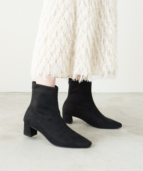 Launa lea（ラウナレア）の「4cmストレッチスクエアトウショートブーツ(0587)（ブーツ・レディース・ブラック系その他/グレー系その他/ベージュ系その他/モカ/ブラック・S/M/L/LL）」の14枚目の写真