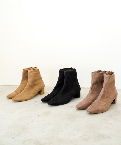 Launa lea（ラウナレア）の「4cmストレッチスクエアトウショートブーツ(0587)（ブーツ・レディース・ブラック系その他/グレー系その他/ベージュ系その他/モカ/ブラック・S/M/L/LL）」の12枚目の写真