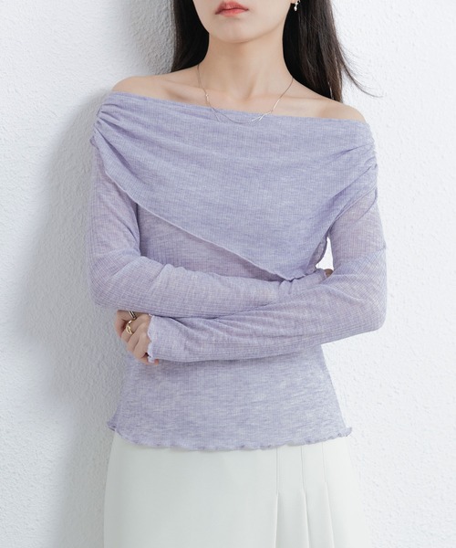 MAISON DE THERESE（メゾン ド テレーズ）の「ボートネック　長袖ニットトップス（ニット/セーター・レディース・ブラック/ピンク/パープル・M）」の12枚目の写真