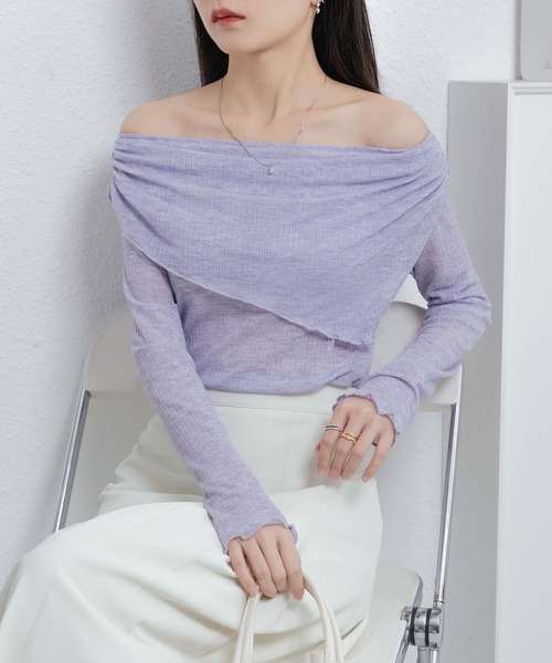 MAISON DE THERESE（メゾン ド テレーズ）の「ボートネック　長袖ニットトップス（ニット/セーター・レディース・ブラック/ピンク/パープル・M）」の21枚目の写真
