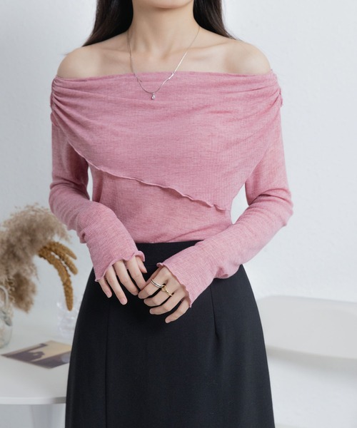 MAISON DE THERESE（メゾン ド テレーズ）の「ボートネック　長袖ニットトップス（ニット/セーター・レディース・ブラック/ピンク/パープル・M）」の19枚目の写真