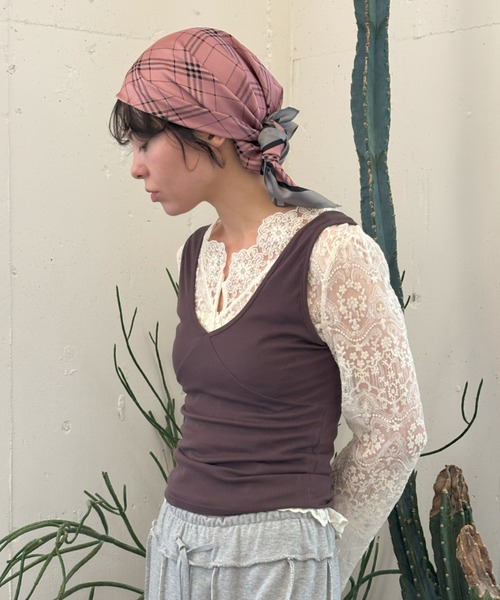 FUULLY STUDIO（フーリィーステューディオ）の「ビスチェライクレイヤードタンクトップ（タンクトップ・レディース・グレー/ダークブラウン/イエロー/ブラック・FREE）」の22枚目の写真