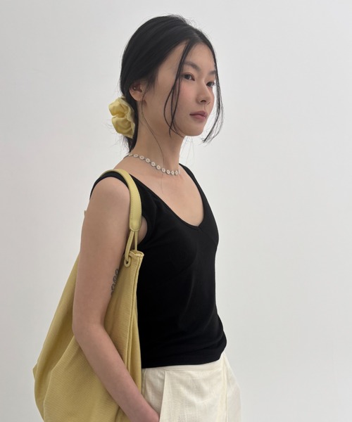 FUULLY STUDIO（フーリィーステューディオ）の「ビスチェライクレイヤードタンクトップ（タンクトップ・レディース・グレー/ダークブラウン/イエロー/ブラック・FREE）」の7枚目の写真