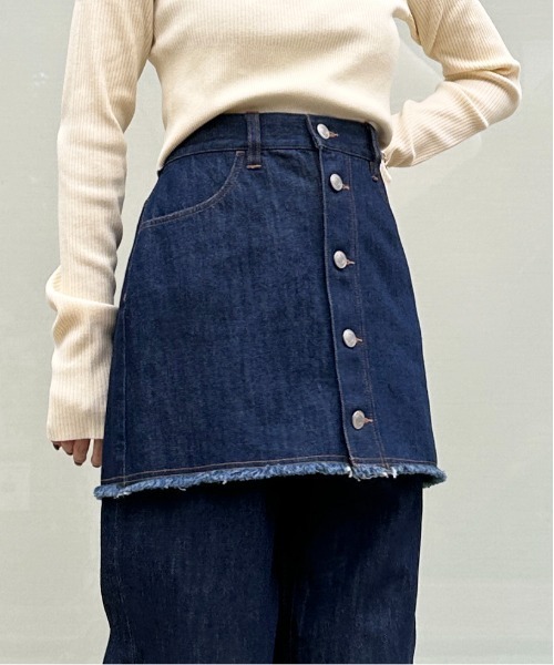 1chaku.(イッチャク)の「レイヤードデニムスカート(デニムスカート・レディース・インディゴブルー/ブラック・マルチサイズ)」の7枚目の写真