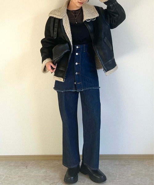 1chaku.(イッチャク)の「レイヤードデニムスカート(デニムスカート・レディース・インディゴブルー/ブラック・マルチサイズ)」の8枚目の写真