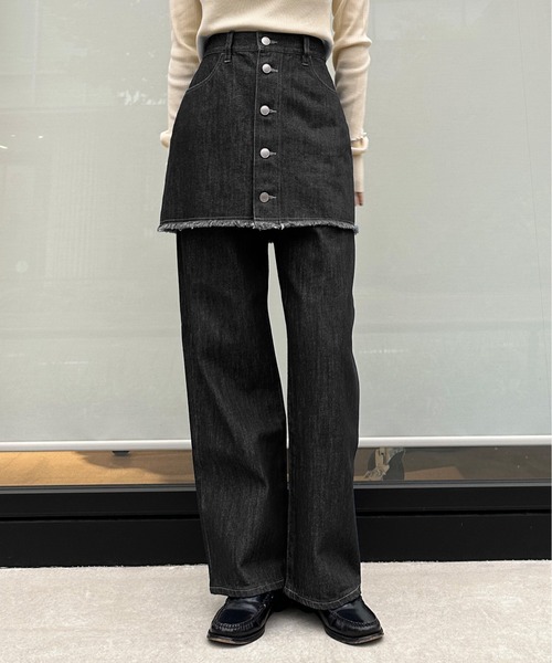 1chaku.(イッチャク)の「レイヤードデニムスカート(デニムスカート・レディース・インディゴブルー/ブラック・マルチサイズ)」の13枚目の写真