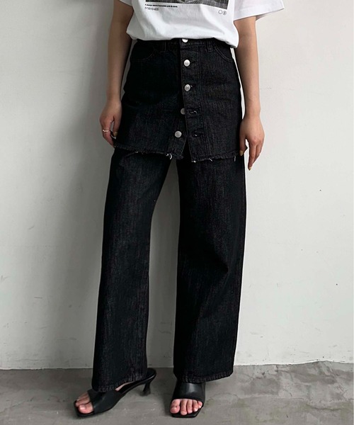 1chaku.(イッチャク)の「レイヤードデニムスカート(デニムスカート・レディース・インディゴブルー/ブラック・マルチサイズ)」の15枚目の写真