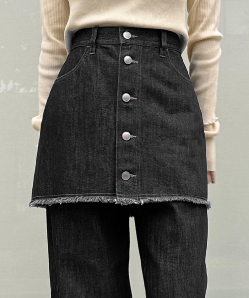 1chaku.(イッチャク)の「レイヤードデニムスカート(デニムスカート・レディース・インディゴブルー/ブラック・マルチサイズ)」の14枚目の写真