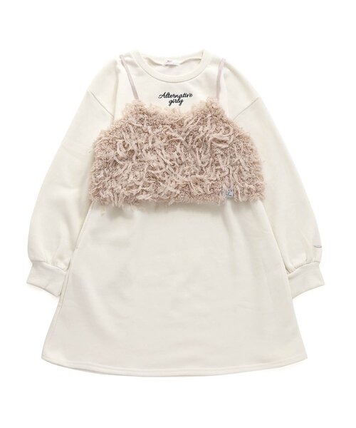 algy（アルジー）の「ボアヤーンビスチェ&裏起毛ワンピセット（ワンピース・キッズ・チャコール/ピンク/アイボリー・X-SMALL/XX-SMALL/SMALL/MEDIUM）」の6枚目の写真