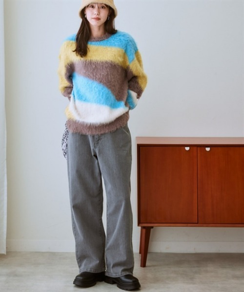 nissen（ニッセン）の「ウエスト裏ゴムボックスストレッチストレートデニムパンツ（その他パンツ・レディース・ネイビー系/ブルー系/ブラック/グレー系・LL/L/M/3L/S）」の8枚目の写真